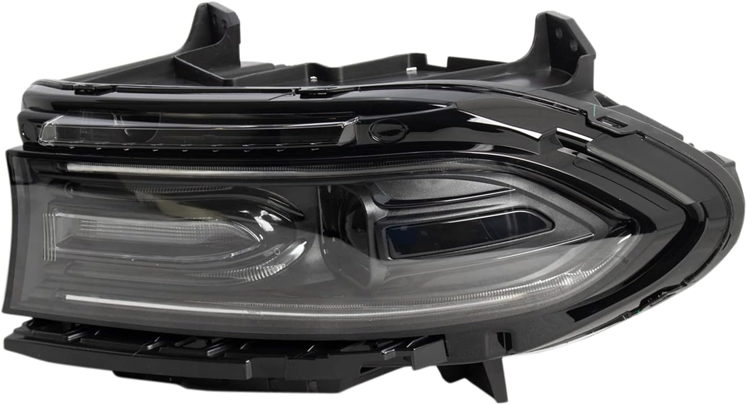 TRQ 2 Piece Headlight Assembly Set Performance Projection Style LED Turn Signals LED Daytime Running Light Black Bezel Driver & Passenger Side Compatible with Dodge Charger 2015-2021