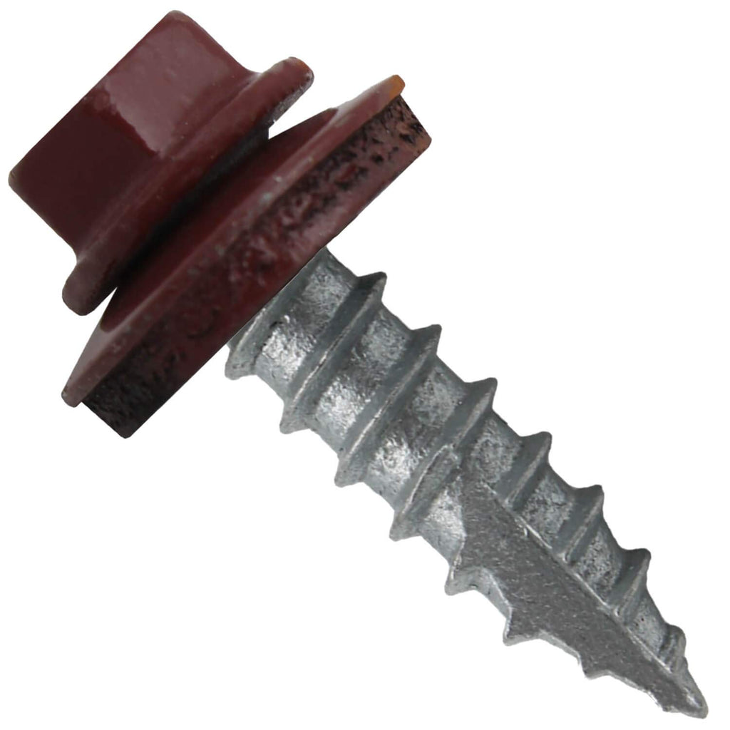 #14 Metal Roofing Screws: (1000) Screws x 1' Colonial RED Hex Head Sheet Metal Roof Screw. Self Starting/Tapping Metal to woodsheet Metal Screws with EPDM Washer. for Corrugated Roofing