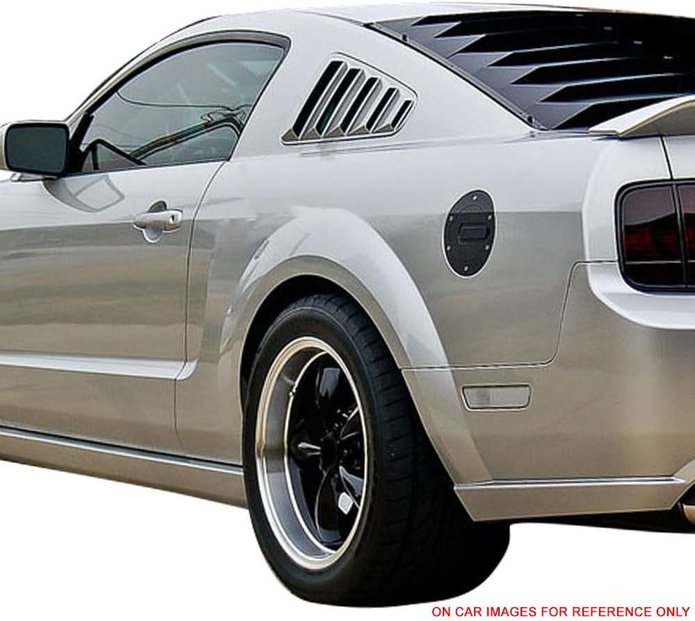 Pre Painted Window Delete Panels Compatible with 2005-2009 Ford Mustang V6, Factory Style Valencia #U3 ABS Plastic Sun Rain Shade Guard Wind Vent Air Deflector by IKON MOTORSPORTS, 2006 2007 2008
