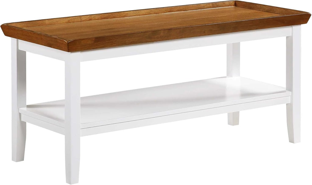 Convenience Concepts Ledgewood Coffee Table 42' - Modern Center Room Accent with Storage Shelf for Transitional, Traditional Living & Family Room, Driftwood/White