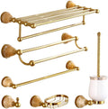 Bathroom Hardware Set,Towel Rack Set,Brass Bathroom Accessories Set,Gold Marble Decorate Bath Towel Rack Wall Mounted Elegant Hotel Metal Towel Rack,6 Piece Set b