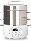 Euro Cuisine FS2500 Electric Food Steamer, Versatile Vegetable Steamer & Steam Cooker Ideal for Fish, Veggie, Meat, Stainless Steel 1200 Watts