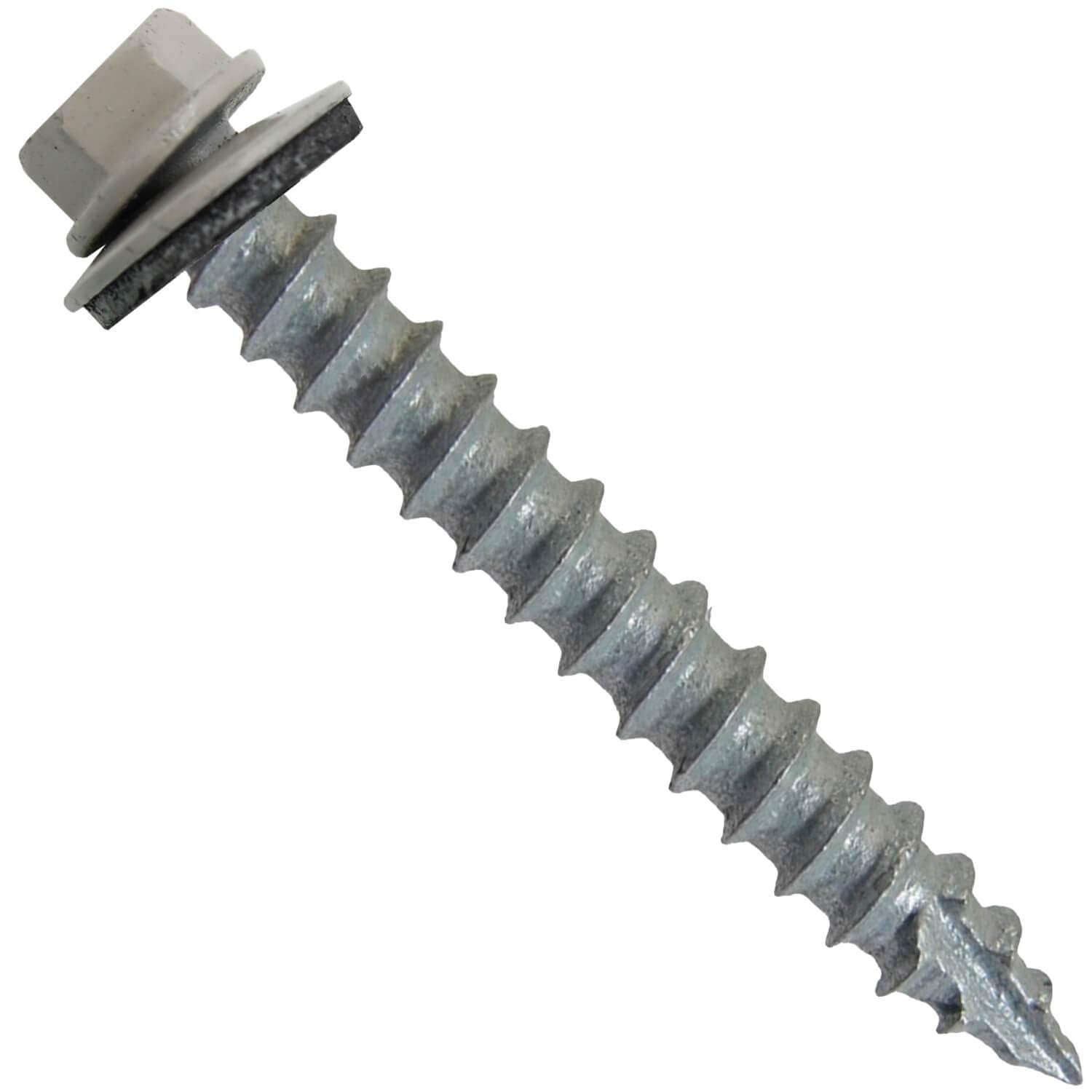 #14 Metal Roofing Screws: (500) Screws x 2' ASH Gray Hex Head Sheet Metal Roof Screw. Self Starting/Tapping Metal to woodsheet Metal siding Screws with EPDM Washer. for Corrugated Roofing