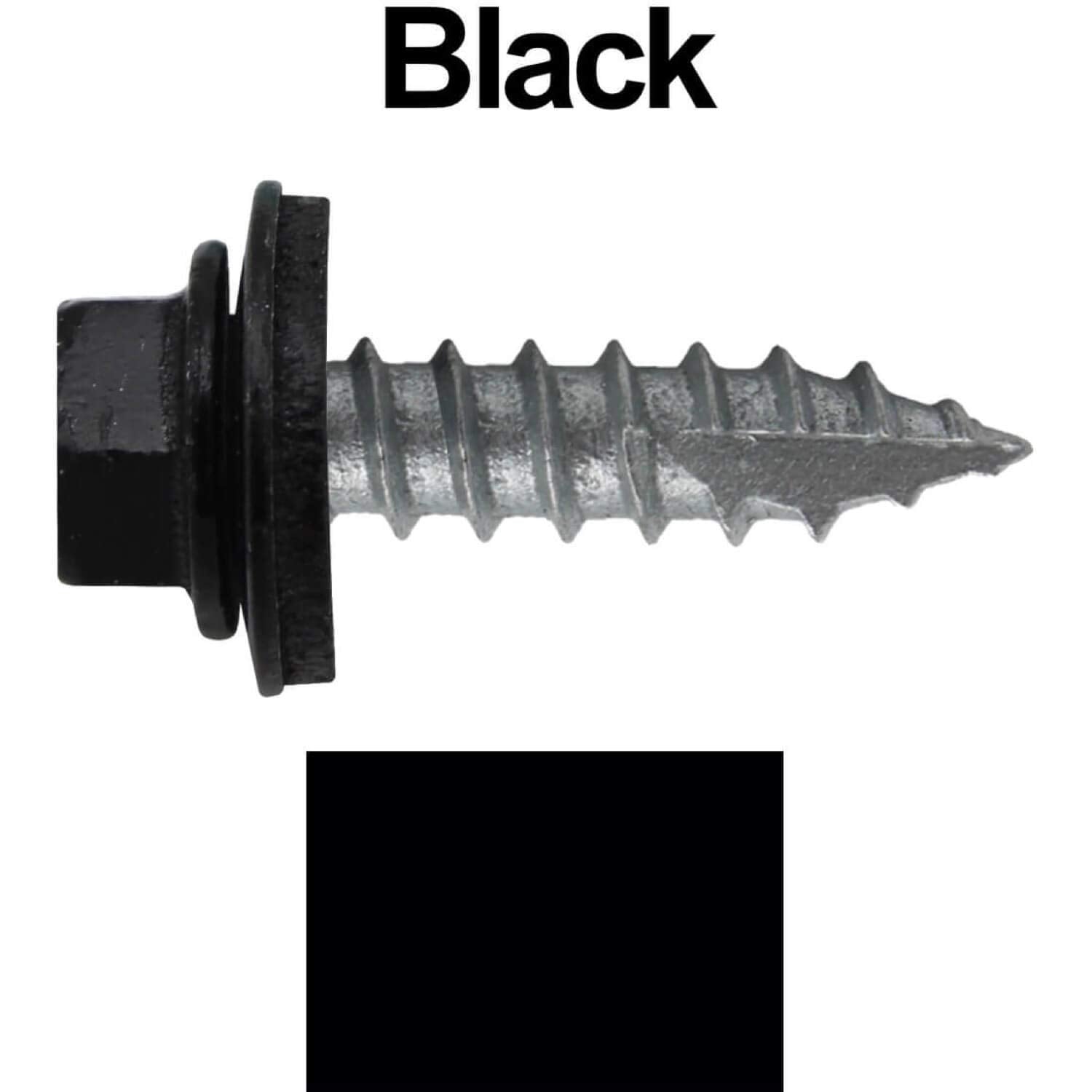 #14 Metal Roofing Screws: (1000) Screws x 1' Black Hex Head Sheet Metal Roof Screw. Self Starting/Tapping Metal to Wood Sheet Metal Screws with EPDM Washer. for Corrugated Roofing