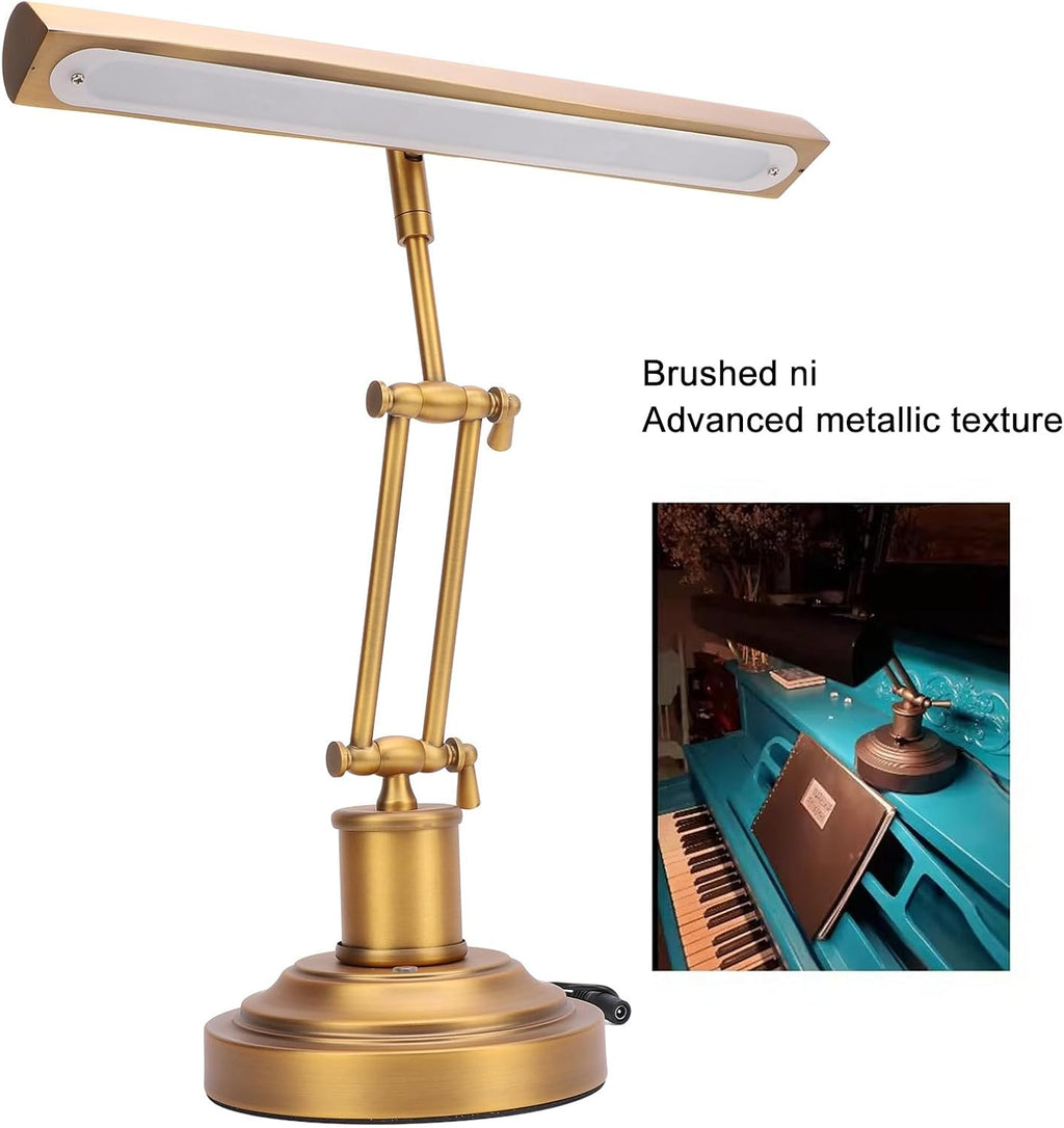 Piano Light for Grand & Upright Piano, Metal Piano Lamp with 3 Color Modes for Stand Pianos, 360° Rotatable Adjustable, Touch Control, 12W LED Music Stand Light, Desk Table Light