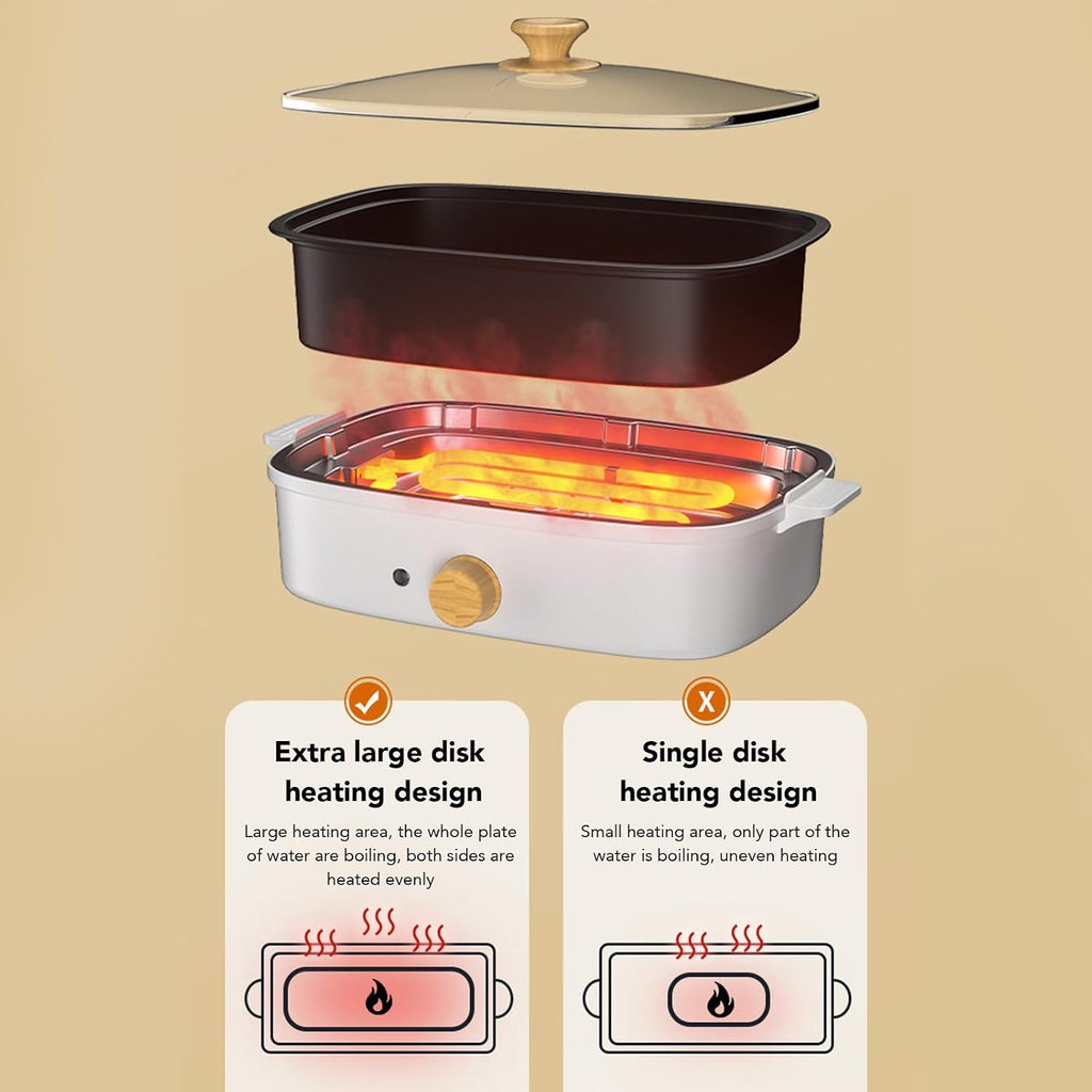 Zerodis ,1200W Multifunctional Split Design Adjustable Temperature Electric Cooking Pot Frying Pan Electric Shabu Shabu Pot for Roasting Frying Boiling (US Plug 110V), Zerodis7c6xq9gi53-12