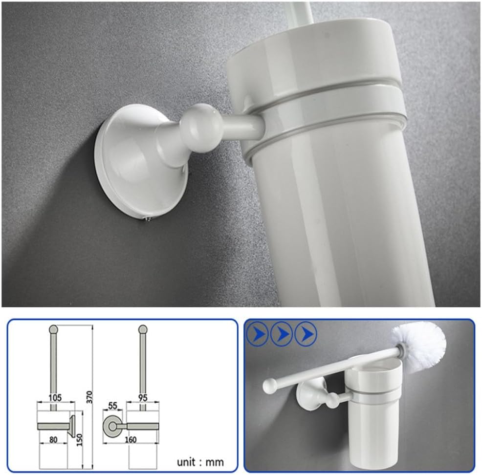 White Bathroom Hardware Accessories Brass Double Bath Towel Bar Toilet Brush Shelf Set WC Paper Roll Holder Shower Soap Dish,Toilet Brush Holder