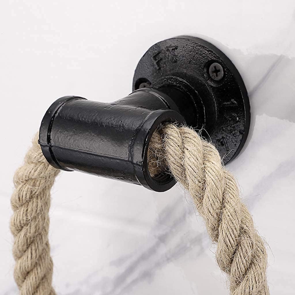 Nautical Industrial Pipe Towel Ring Holder Hanger - Wall Mounted Rustic Hand Towel Holder Bathroom Accessory