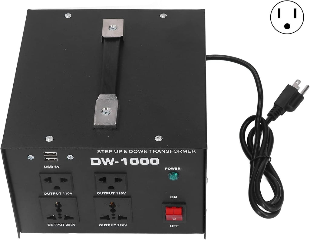 1000W Voltage Converter, Overload Power Supply, Pure Copper Transformer for Home Appliances, 110V to 220V, 220V to 110V, Portable, Multiple Protection, Easy Storage