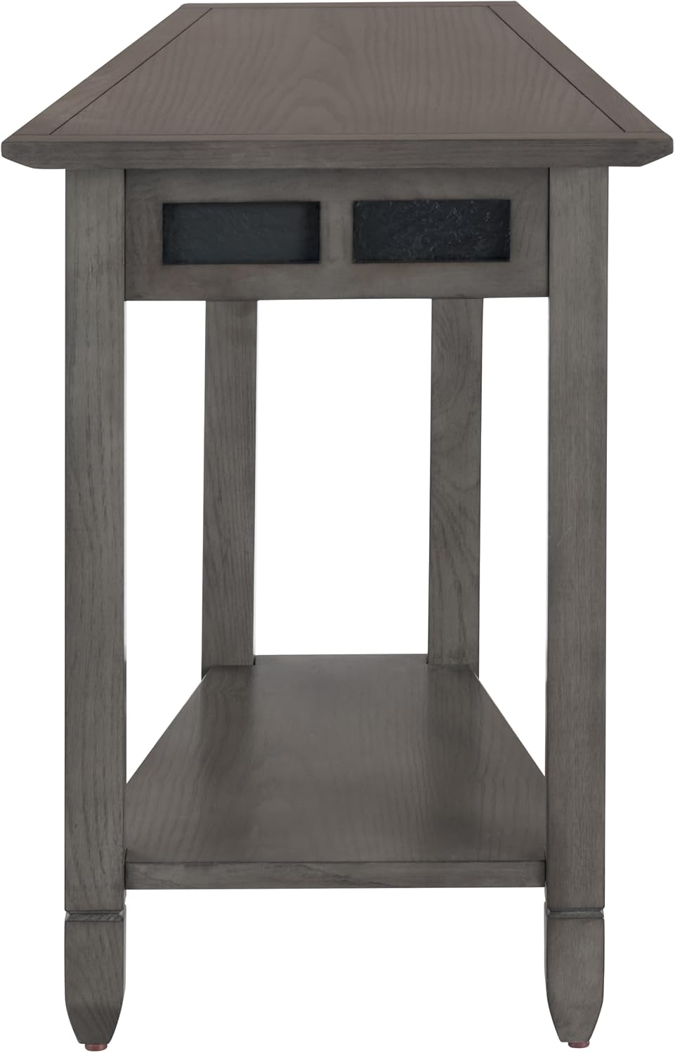 Leick Home 10056-GR Slate Recliner Wedge Table with Shelf, Smoke Gray Oak and Black