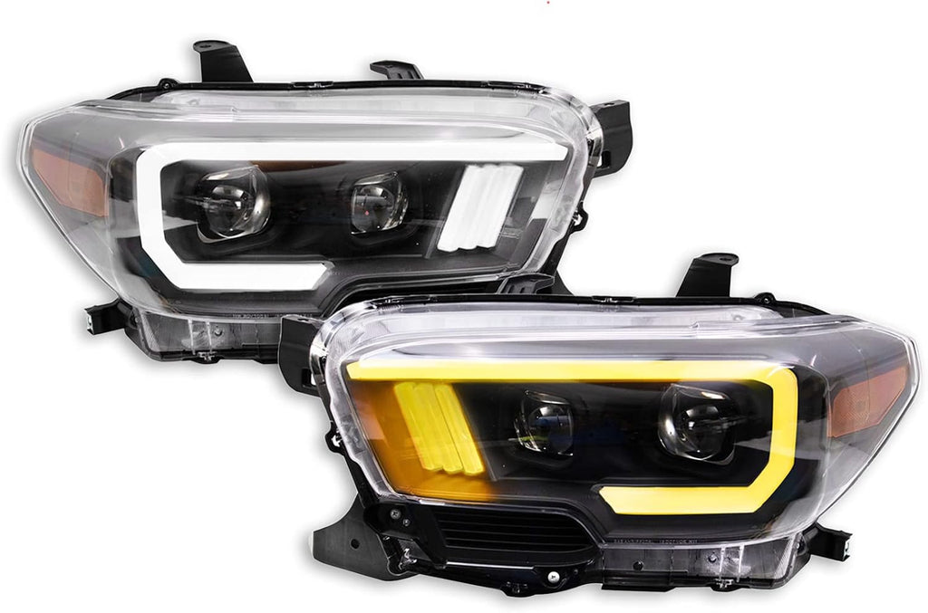 TRQ Performance Driver and Passenger Side Headlight Assembly Set Compatible with 16-22 Toyota Tacoma SR SR5 without LED Daytime Running Lights