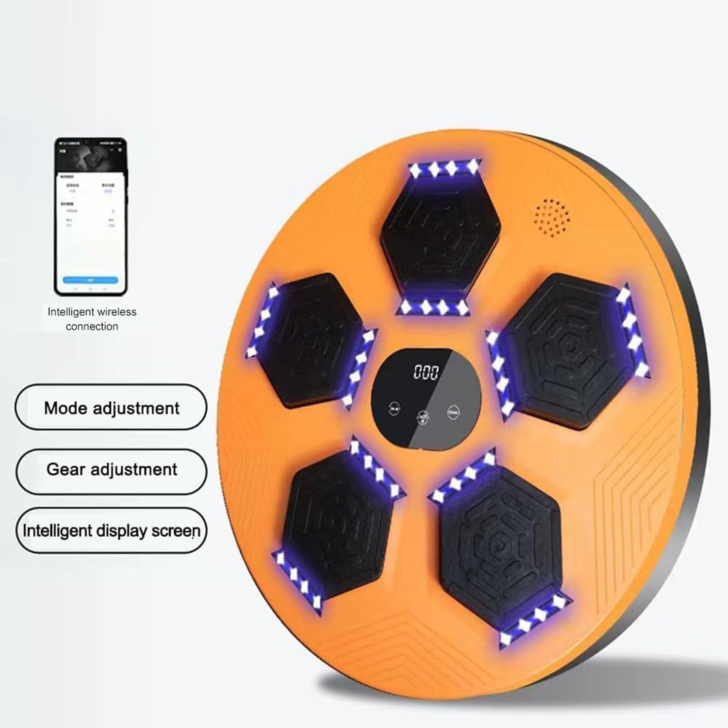 Music Punching, Home Music Boxing Machine, Boxing Machine Wall Mounted with LED, Electronic Boxing Trainer for Home Exercise Stress Release Boxing Game (Orange)