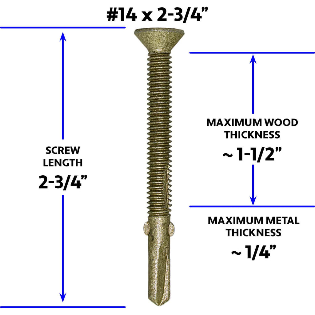 Jake Sales #14x2-3/4 Reamer Tek Torx/Star Head Self-Drilling Wood to Metal Screws - for Flatbeds, Trailers or Fastening Wood to Steel - T-30 Torx Screw Head (Full Box 1100 Screw Count)