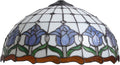 Tiffany Lamp Shade 16' Wide Accessories Replacement Only Blue Tulip Stained Glass Lampshades Vintage Flower Green Leaf Glass Beads Light Cover for Table Lamp Floor Lamp Pendant Light Ceiling