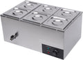 Countertop Steam Table Food Warmer Stainless Steel Commercial Buffet Warmer 6-Pan 600W Portable Electric Food Warmer Steam Table 19.2Qt(18L) for Restaurants, Catering, Buffets