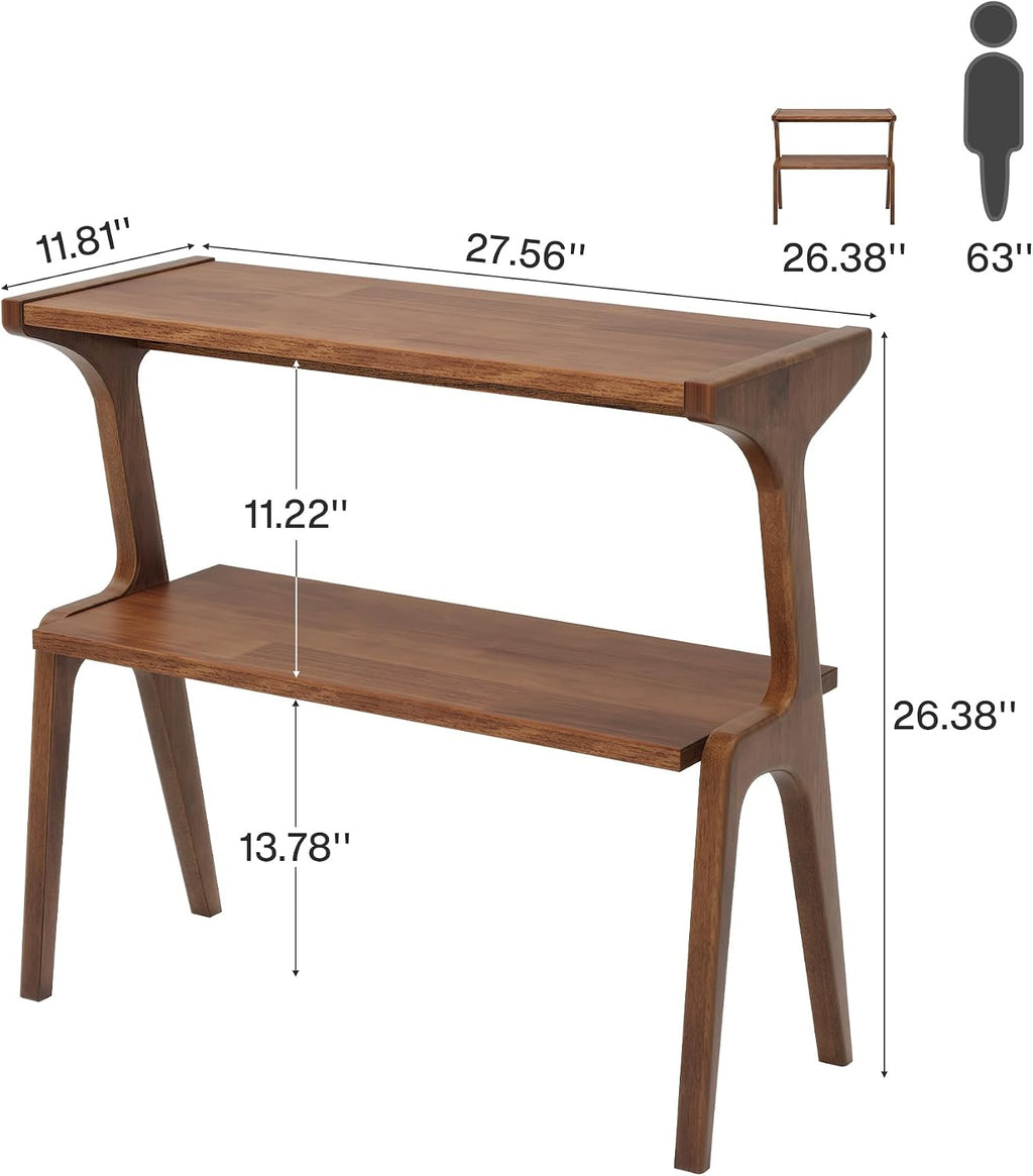 Tribesigns Set of 2 Wood End Table, Rustic Couch Side Table, Farmhouse Narrow Bedside Table for Bedroom, Living Room, Small Spaces, Easy Assembly, Rustic Brown