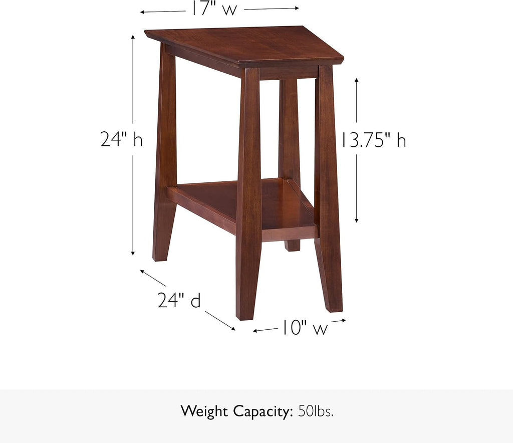 Delton 24 in. Solid Wood Recliner Wedge Side End Side Table with Shelf, Sienna Brown – Leick Home, 10402