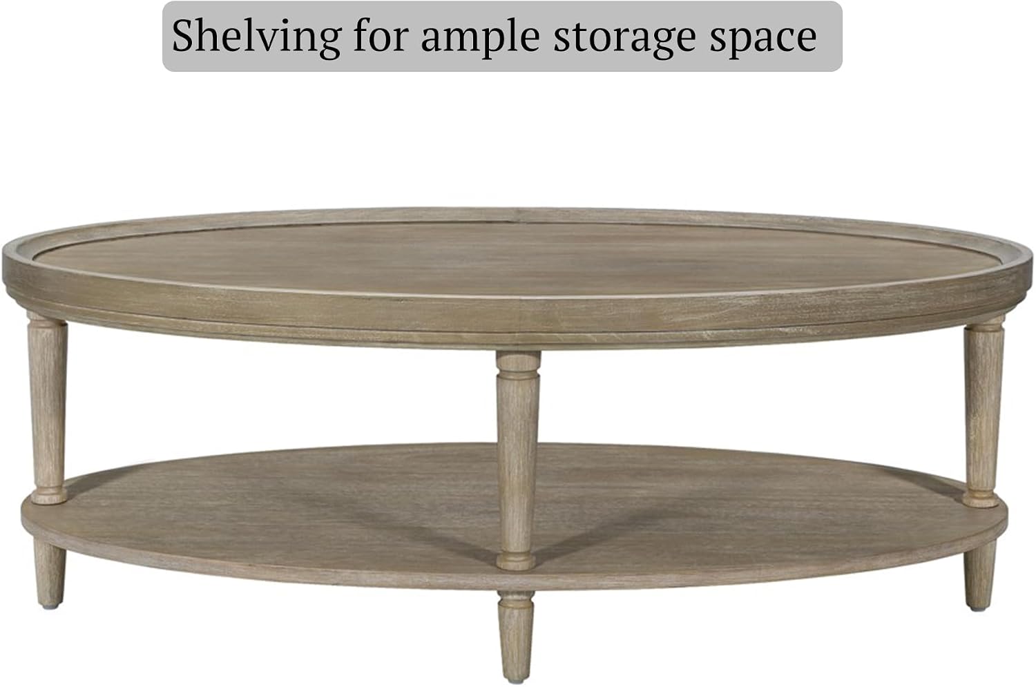 Martha Stewart Ayanna Round Coffee Table for Living Room, Bedford Collection, Farmhouse Coffee Table with Shelving for Storage, Modern Farmhouse Living Room Table, 48' Wide Reclaimed Greige