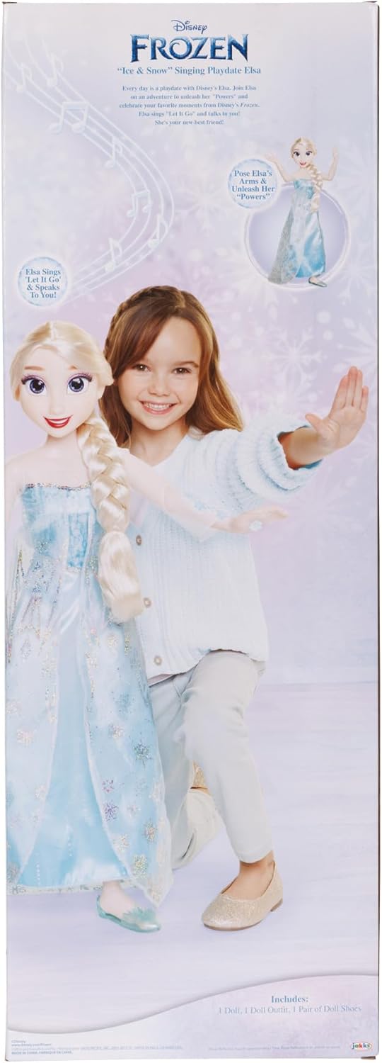 Disney Frozen Elsa Doll, 100 Ice Powers, Light Up & Music Sounds, Stands 32 Inches Tall, Sings 'Let It Go', Great for Girls