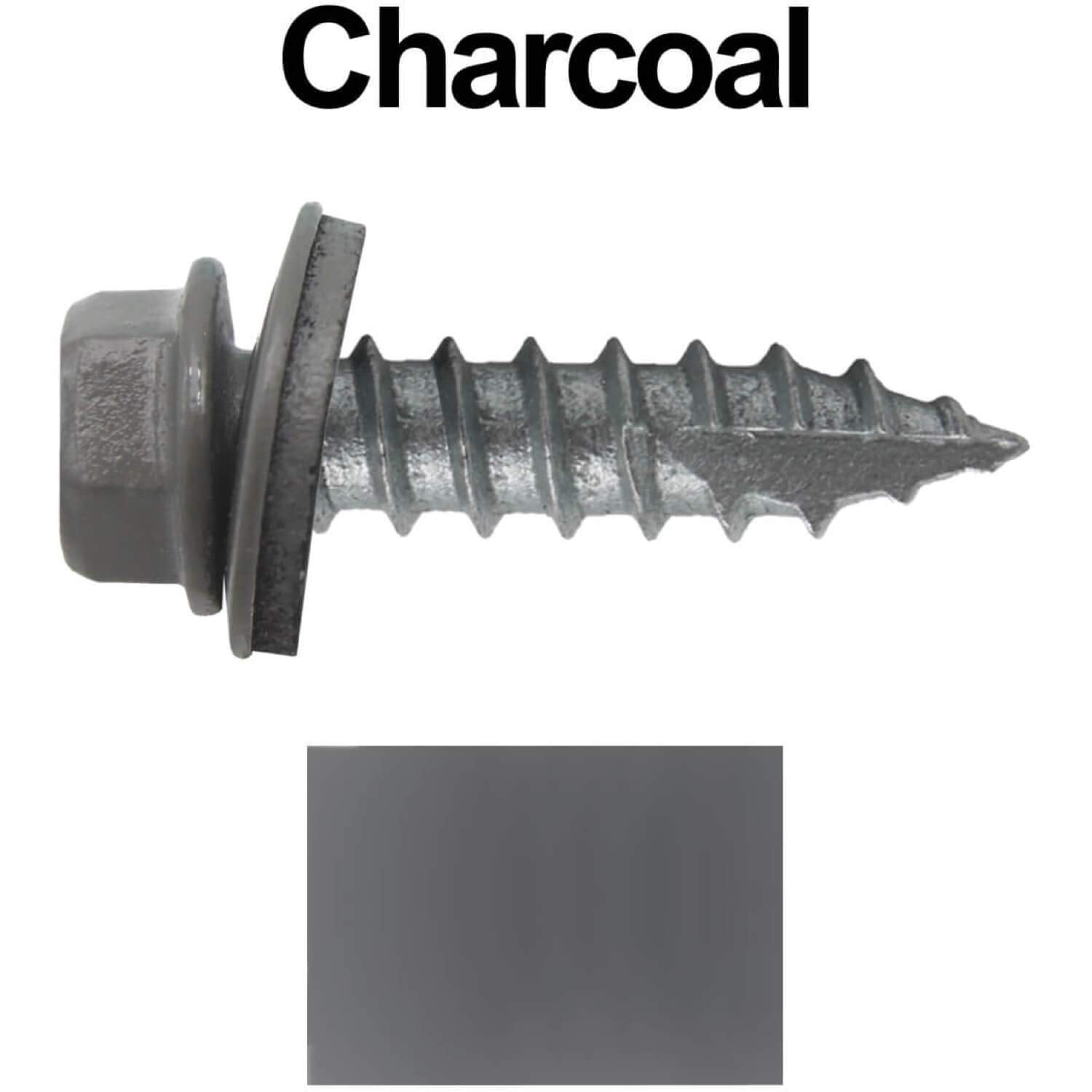 #14 Metal Roofing Screws: (1000) Screws x 1' Charcoal Hex Head Sheet Metal Roof Screw. Self Starting/Tapping Metal to woodsheet Metal Screws with EPDM Washer. for Corrugated Roofing