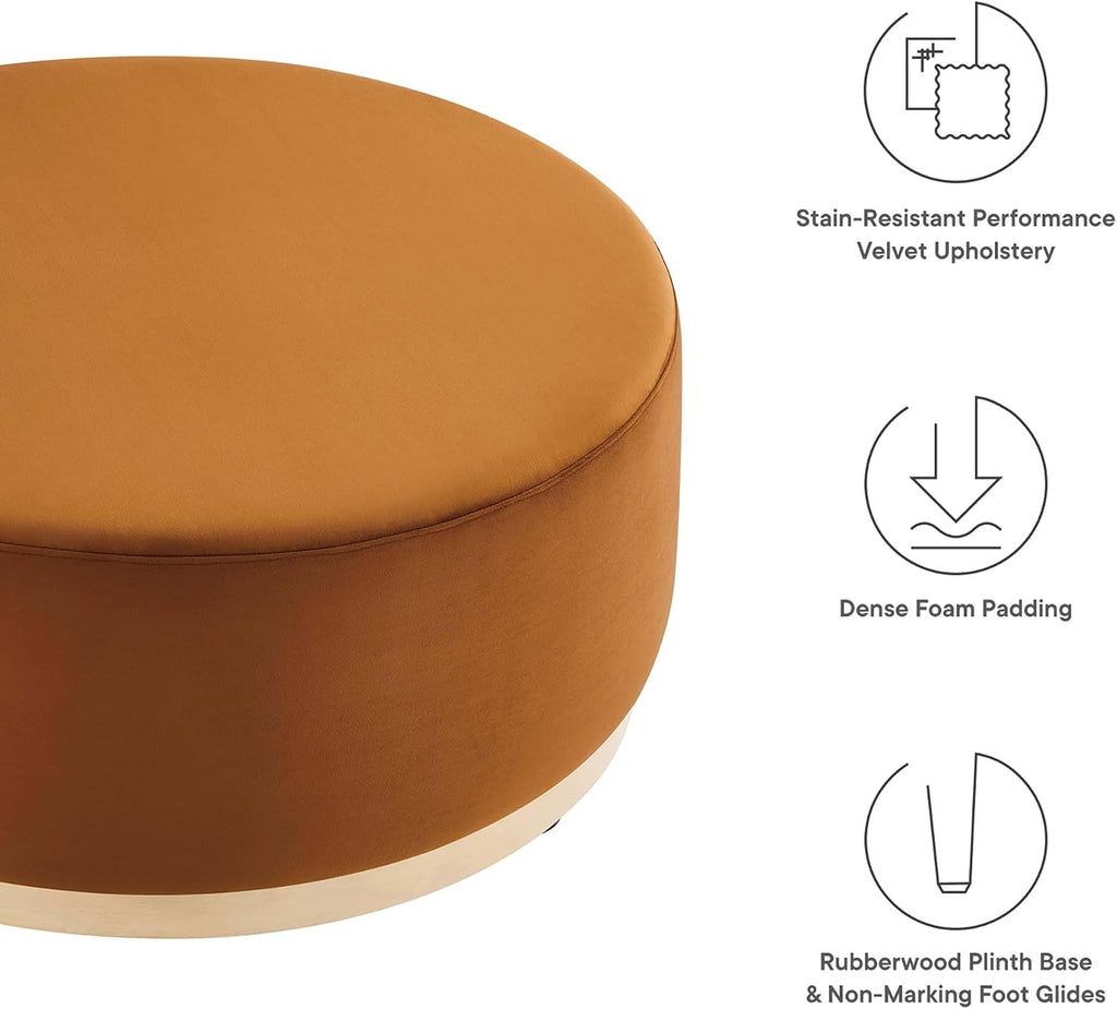 Modway Large 38' Round Performance Velvet Upholstered Upholstered Ottoman
