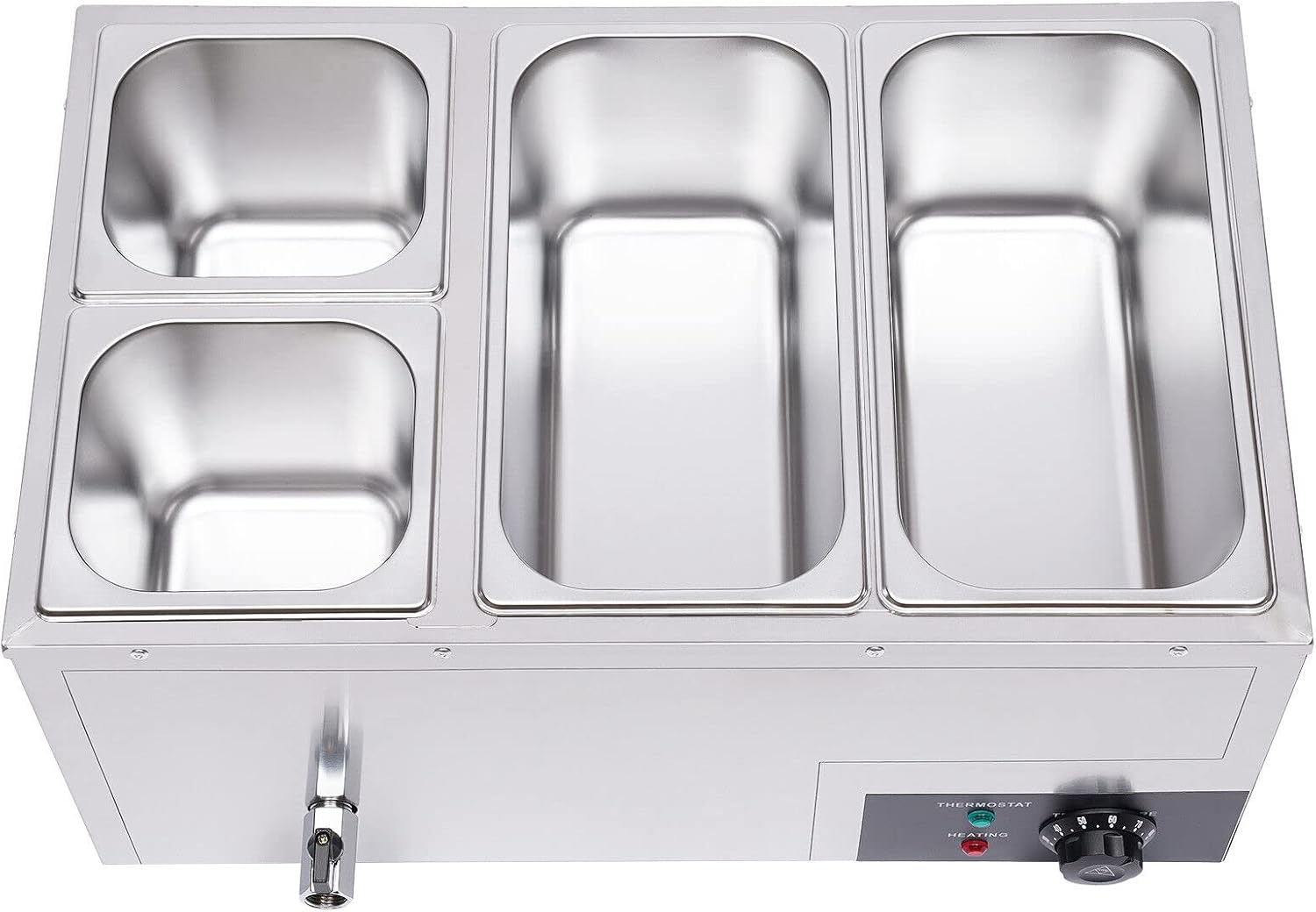 Bain Marie Buffet 4-Pan 850W Electric Steam Table Food Warmer with Lids - Stainless Steel Commercial 21.2Qt(20L) Capacity for Restaurants, Catering, Buffets