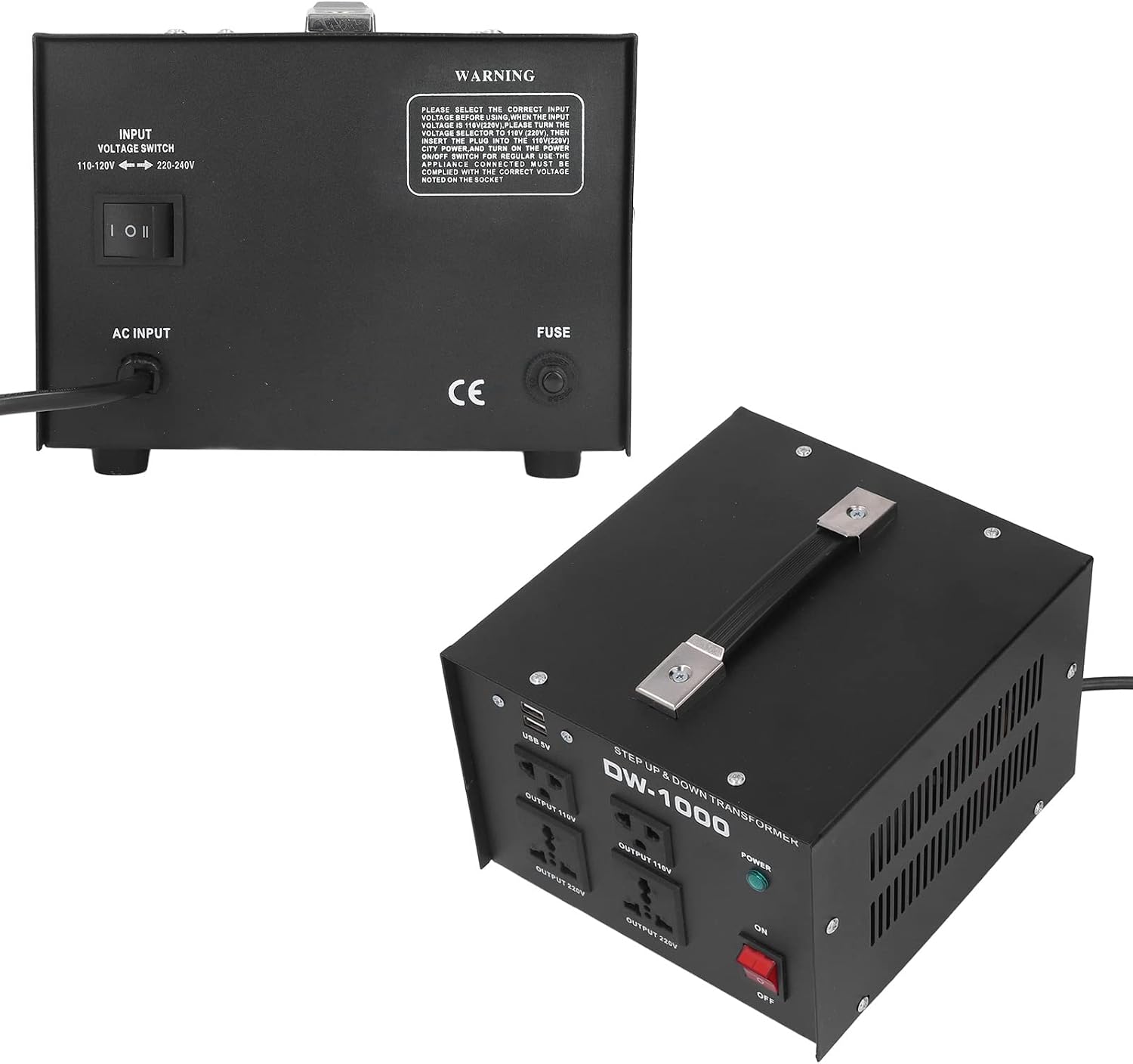 1000W Voltage Converter, Overload Power Supply, Pure Copper Transformer for Home Appliances, 110V to 220V, 220V to 110V, Portable, Multiple Protection, Easy Storage