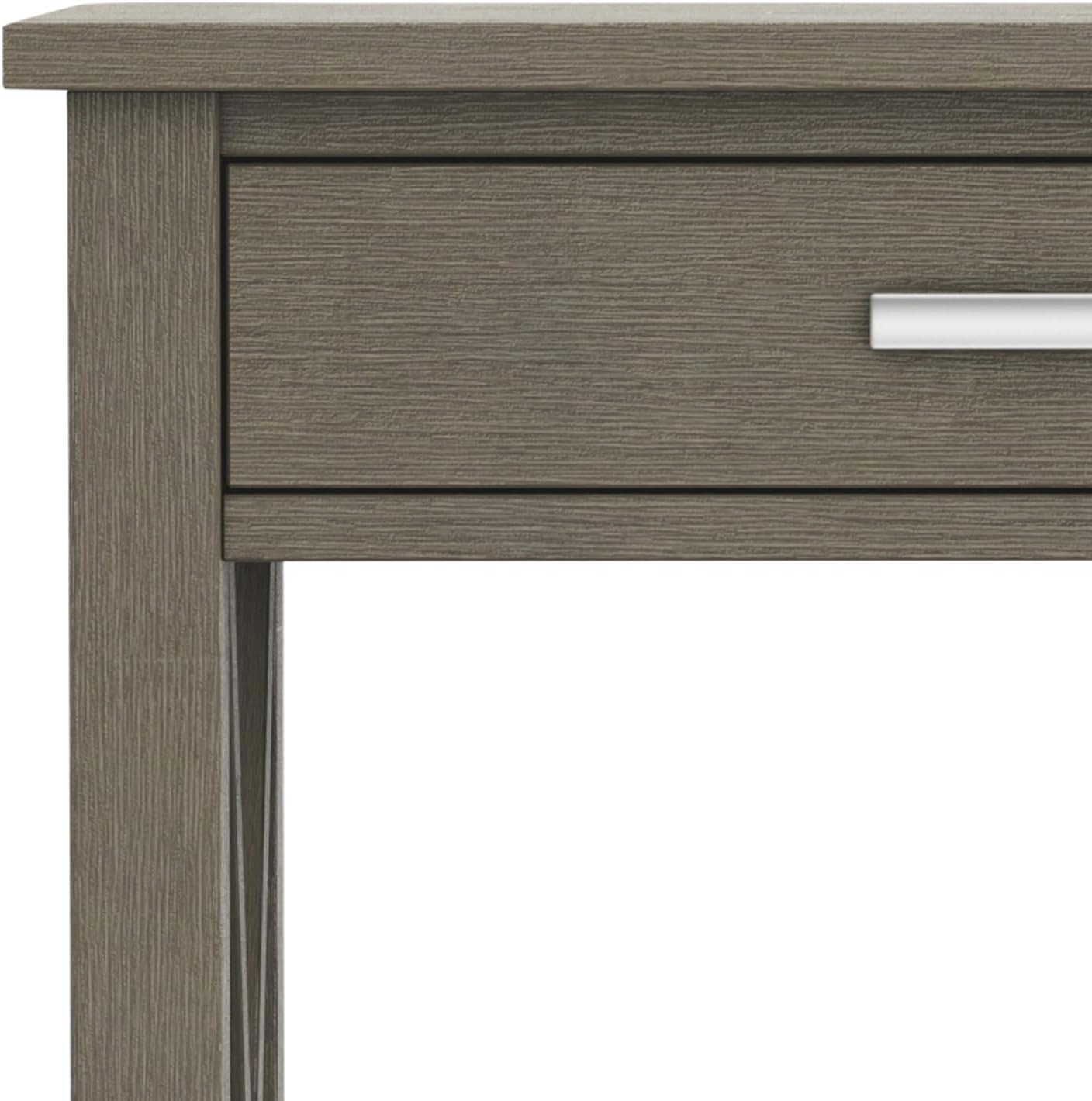 SIMPLIHOME Kitchener Console Table - 47 Inch Wide Solid Wood Sofa Table in Farmhouse Grey, Contemporary Storage Table for Entryway or Living Room with 2 Drawers, Bottom Shelf, and X-Design Side Panels