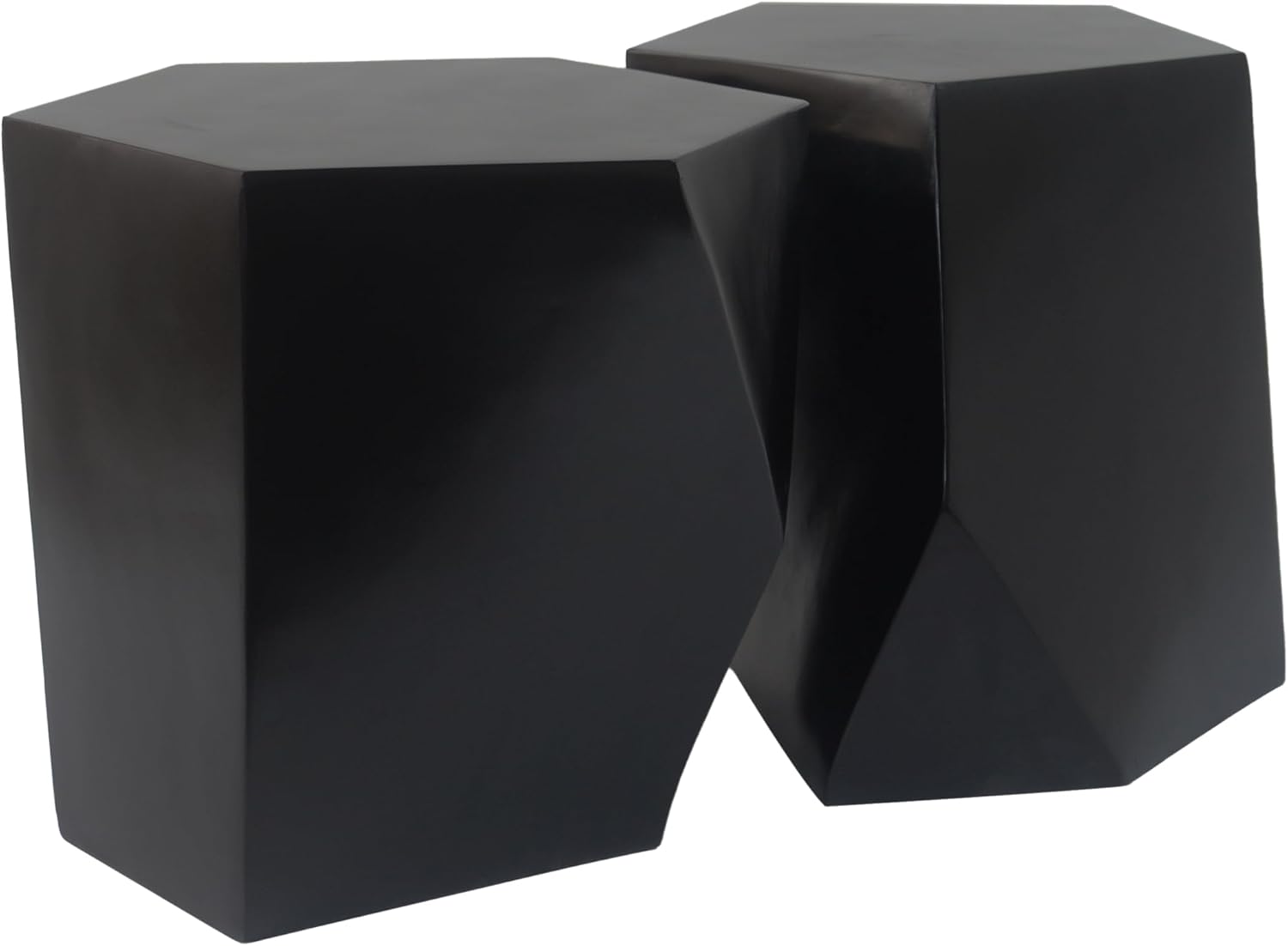 WILLIAMSPACE 30.25' Black Nesting Coffee Table Set of 2, Modern Irregular Center Tables for Living Room, Magnesium Oxide Accent Side Table for Indoor & Outdoor, No Need Assembly (Black)