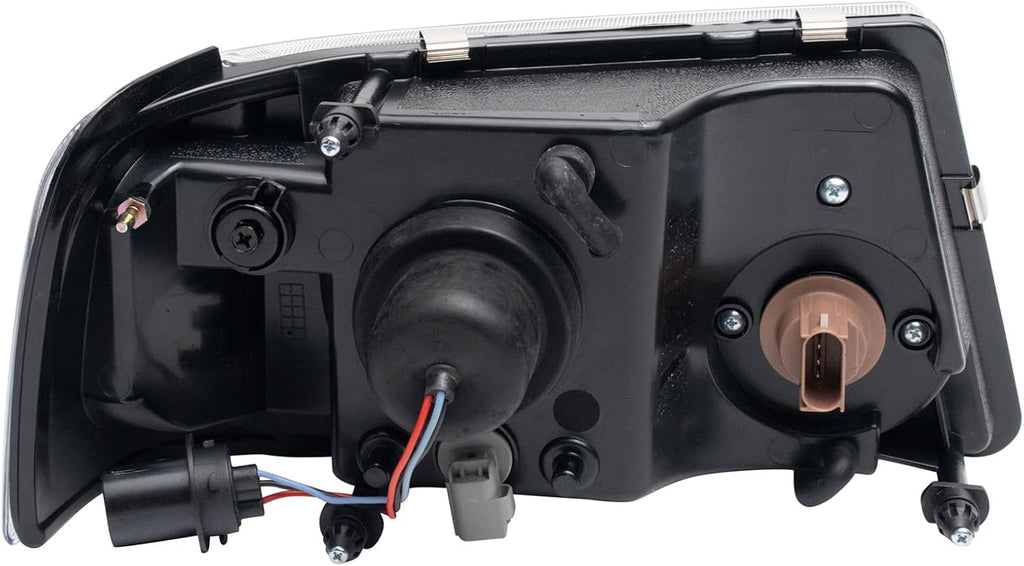 TRQ Performance Driver and Passenger Side Headlight Assembly Set Black Housing Clear Lens Compatible with 01-11 Ford Ranger
