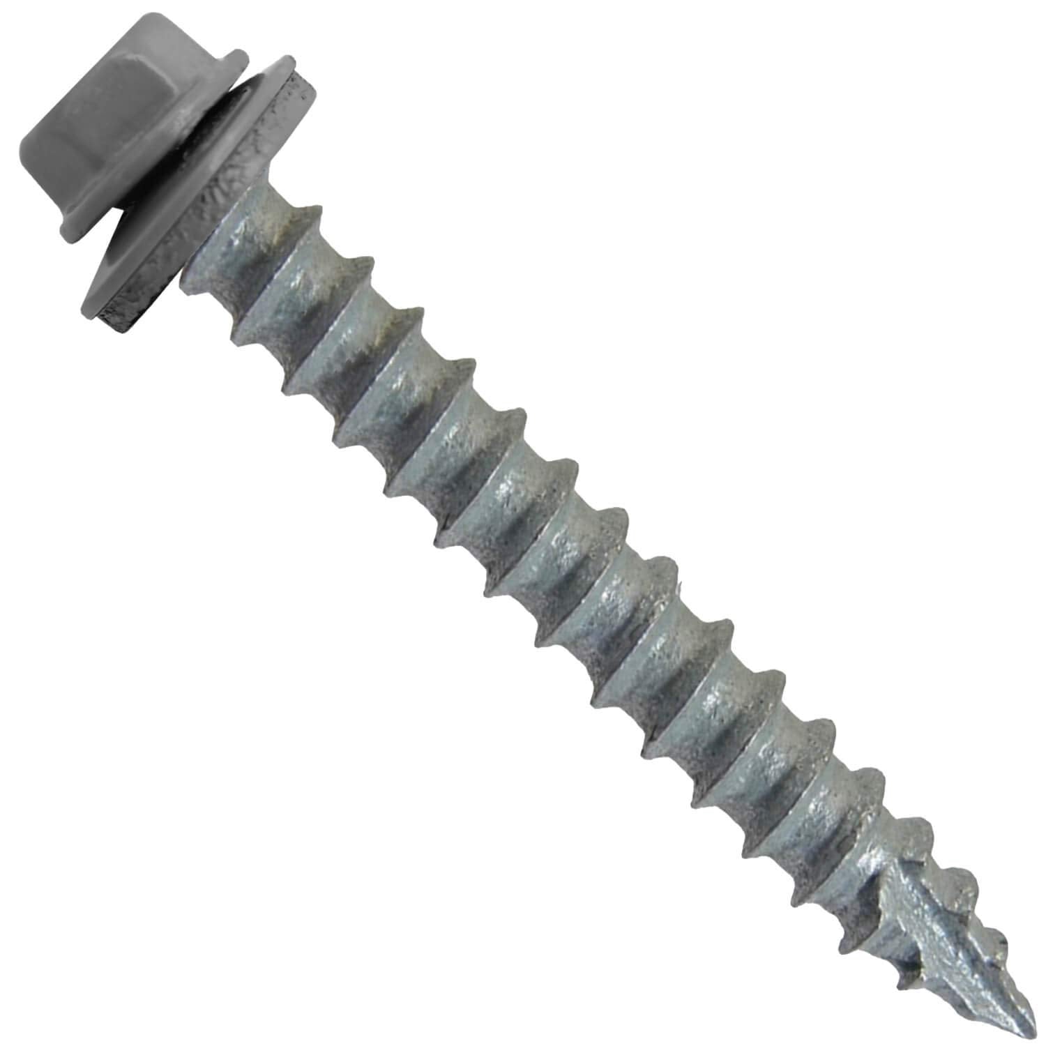 #14 Metal Roofing Screws: (500) Screws x 2' Slate Hex Head Sheet Metal Roof Screw. Self Starting/Tapping Metal to woodsheet Metal Screws with EPDM Washer. for Corrugated Roofing