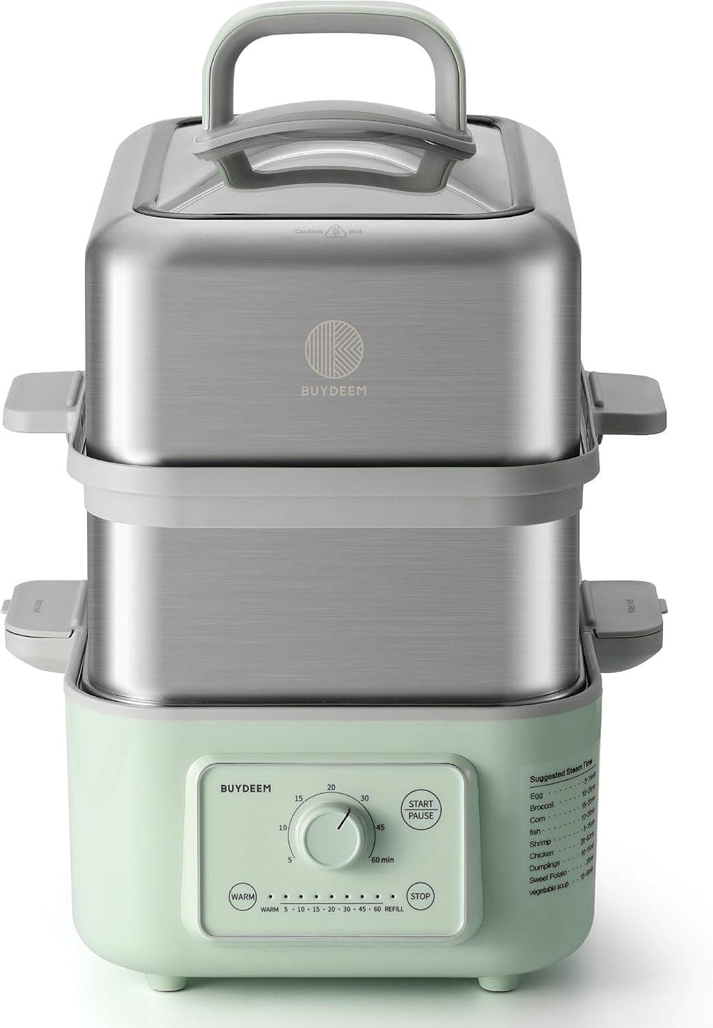 BUYDEEM G52 10.6 Quart Electric Food Steamer Bundle with Two Ceramic Food Storage Container Cozy Greenish 17 oz