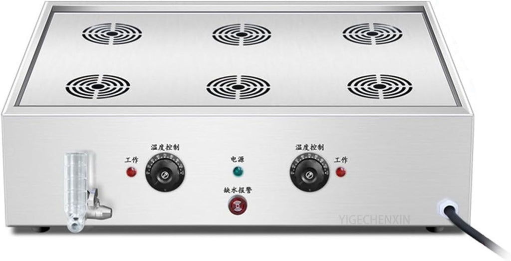 Temperature Control Large Capacity Bun Steamer, Multifunction Commercial Home Kitchen Appliance Electric Steam Pot Dry Boiling Alarm for Breakfast Shop, School,6 Holes