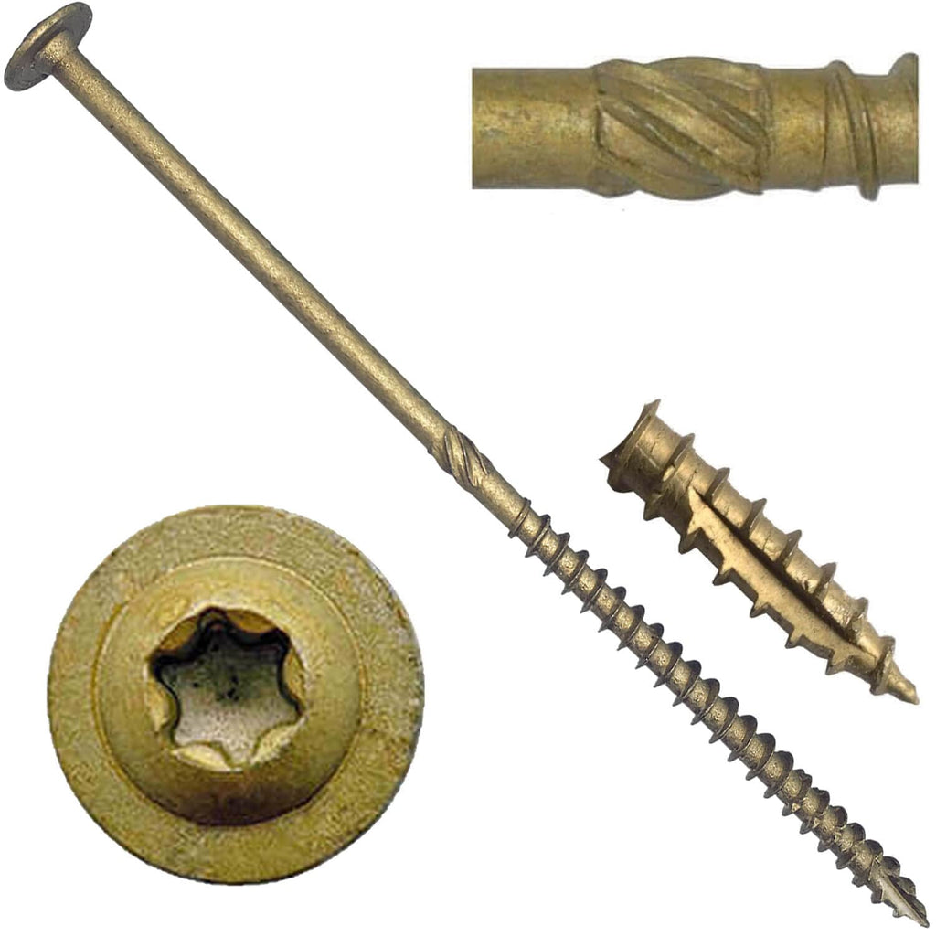 Jake Sales #14 x 6 Construction Lag Screw Exterior Coated Torx/Star Drive Heavy Duty Structural Lag Screw Far Superior to Common Lag Screws (Full Box - 600 Screw Count) Modified Truss Washer Head