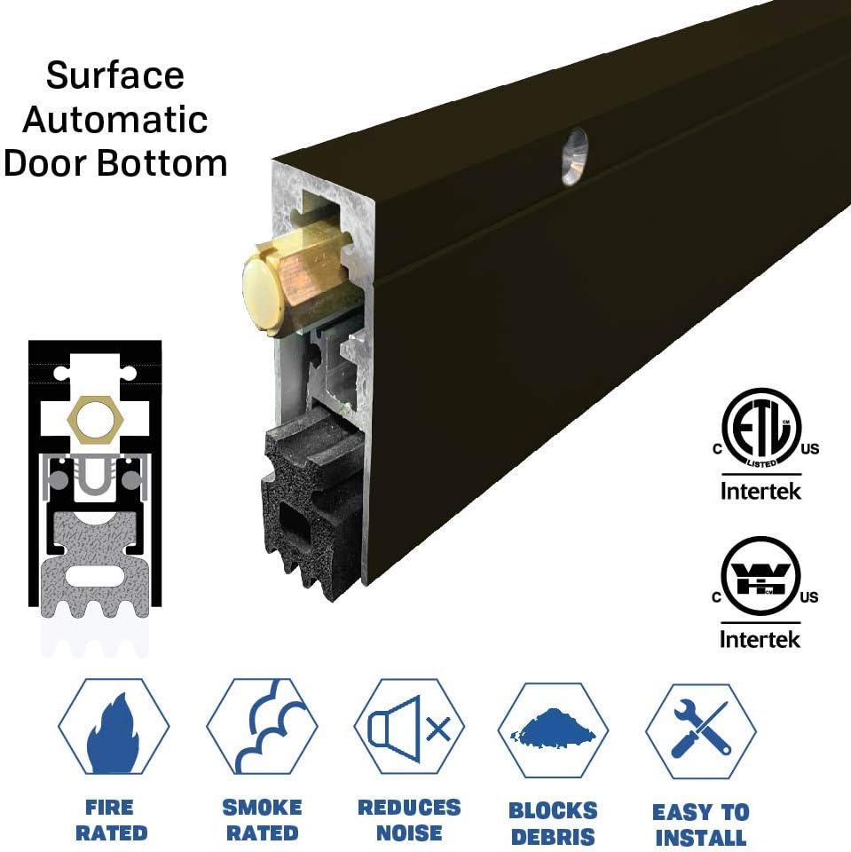 Fire Rated/Heavy Duty/Surface Automatic Door Bottom with Sponge Neoprene Rubber Extrusion in Black Anodized Aluminum (7163BK), SMS #8 x 1-1/2'' Supplied, (30'' L x 29/32'' W x 1-29/32'' H)
