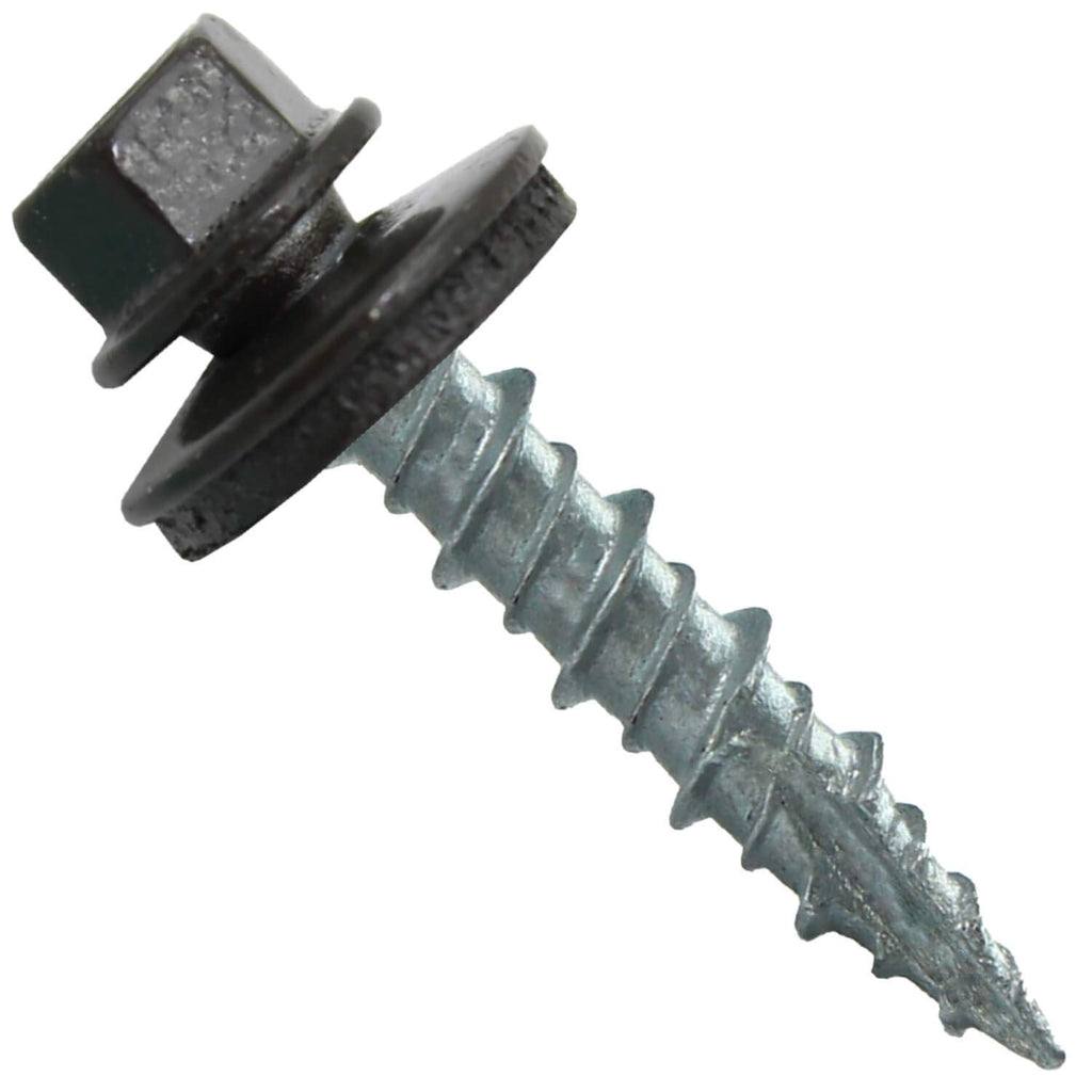10 x 1 Dark Bronze Metal Roofing Screws - Hex Washer Head- Self-Starting/Tapping - EPDM Washer. 10 X 250 Bags - 2,500 Screws