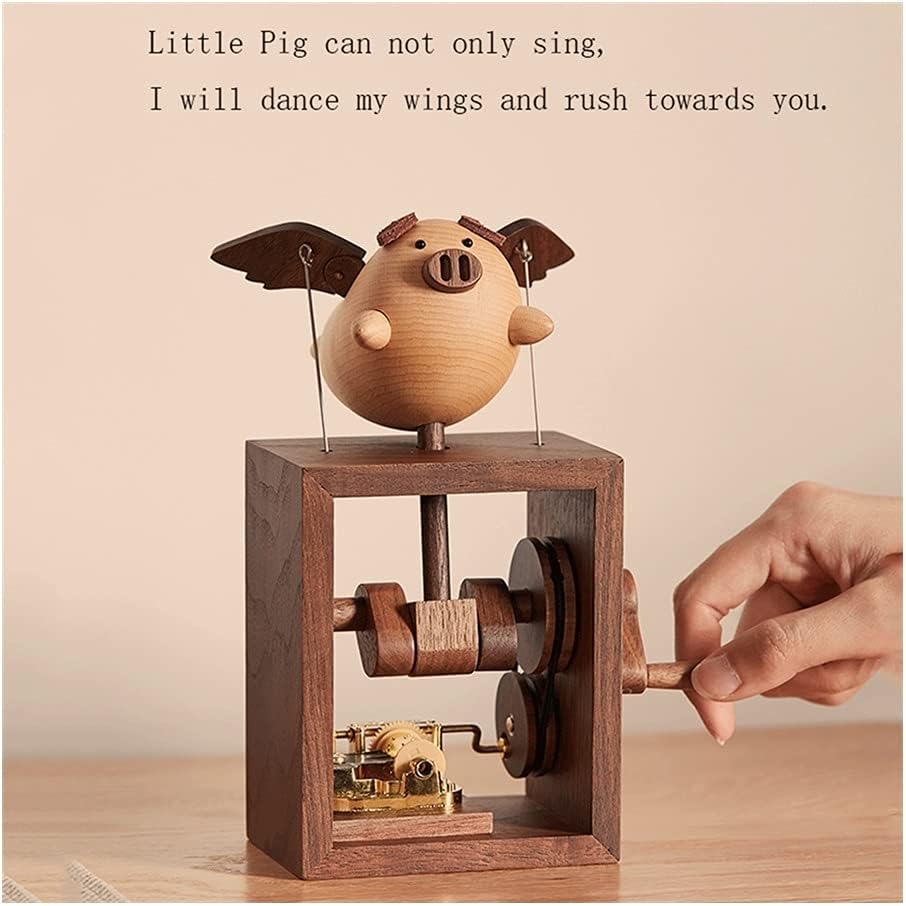 Music Box Wooden Musical Box Handmade Hand-cranked Music Boxs Sky City to Send Children's Friends Birthday Festival Gifts (Size : A)