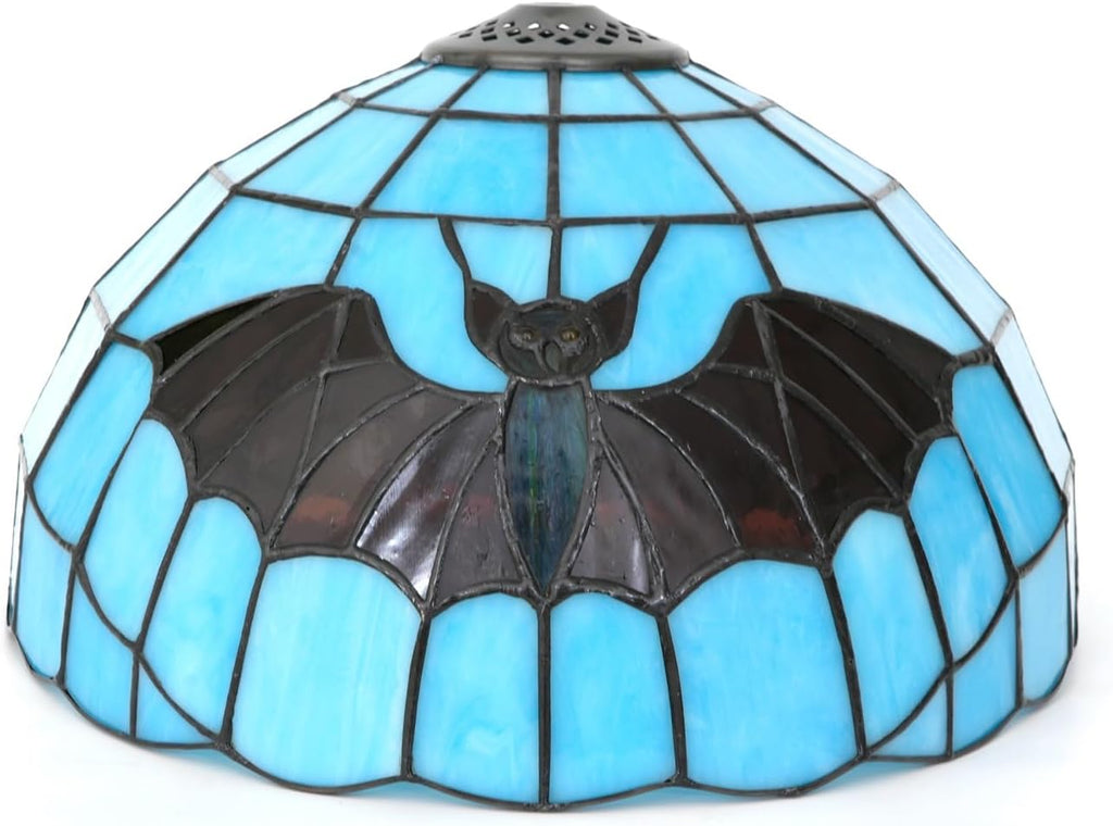 Tiffany Lamp Shade Replacement, 12 Inch Blue-backed Bat Stained Glass Vintage Handmade Cute Decor Ceiling Light Shade for Table Lamp Pendant Light