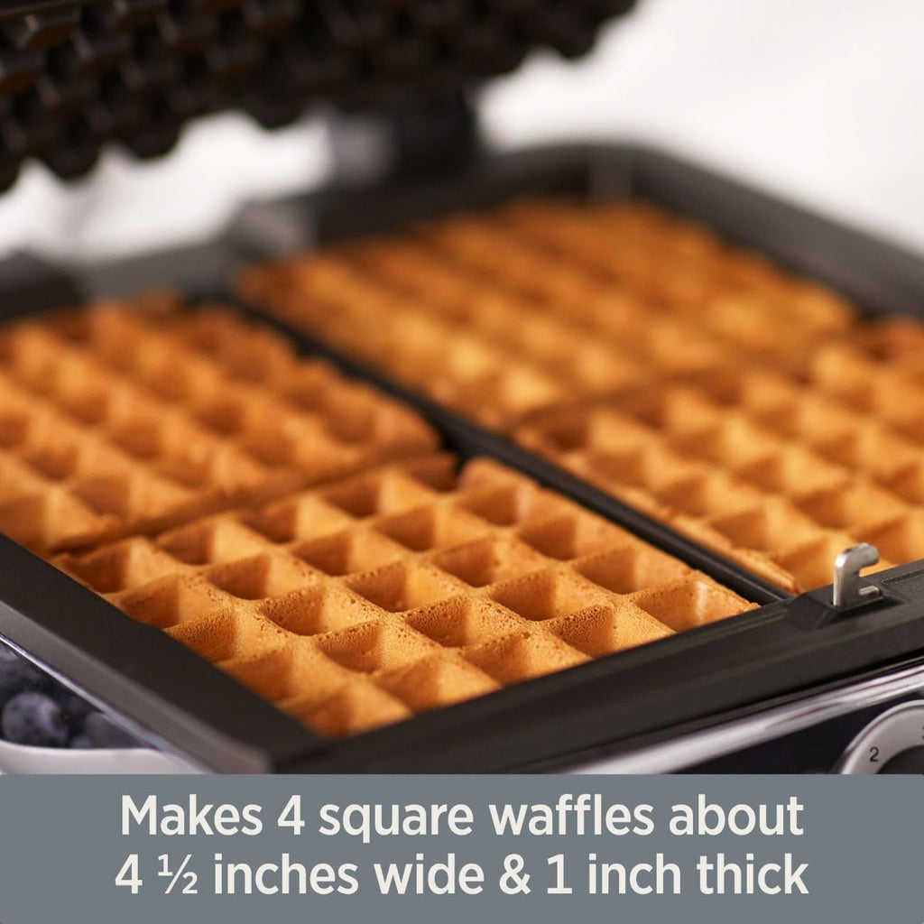 All-Clad Stainless Steel Waffle Maker 4 Section, Thick Belgium Waffle Makers, Upright Storage 1600 Watts, Nonstick, 6 Browning Levels, Dishwasher Safe