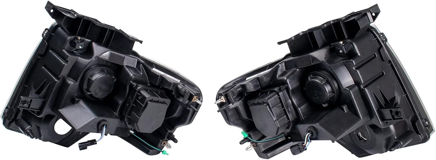 TRQ Performance Driver and Passenger Side Headlight Assembly Set Black Housing Compatible with 09-14 Ford F-150
