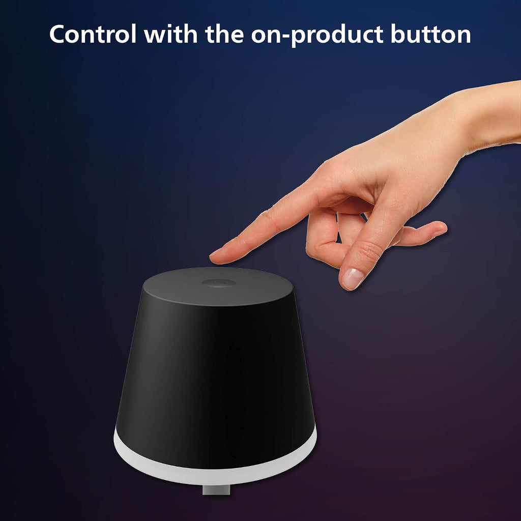 PHILIPS Hue Go Smart Portable Table Lamp, 1 Pack, Black, White and Color Ambiance LED Color-Changing Light, Smart LED Lamp For Indoor and Outdoor Use, Control with Hue App or Voice Assistant