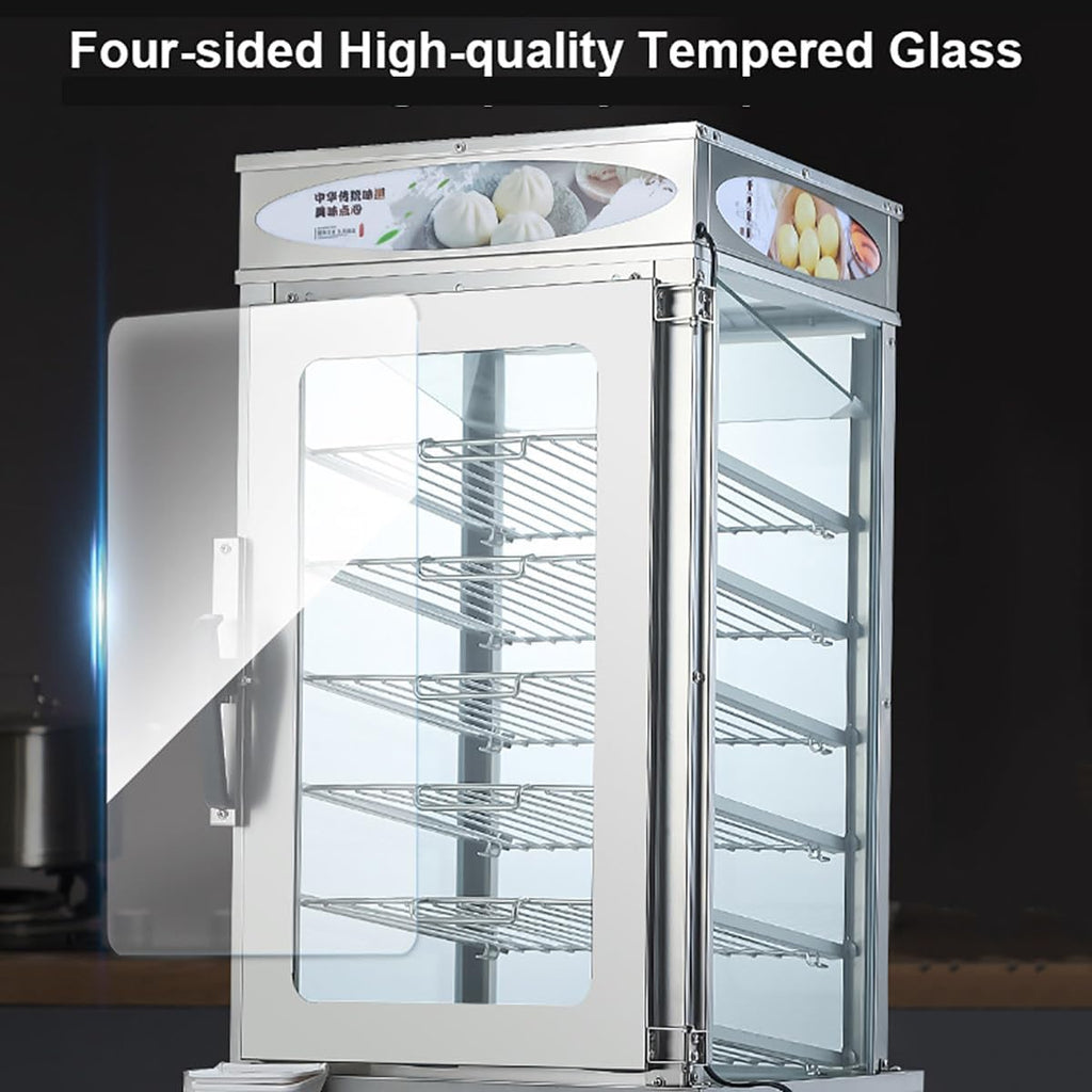 6-Layer Commercial Electric Steamer 2200W Electric Steamed Bun Machine 30-110℃ Temperature Range Anti-Dry Burning Food Steamer Warmer for Store Buffet