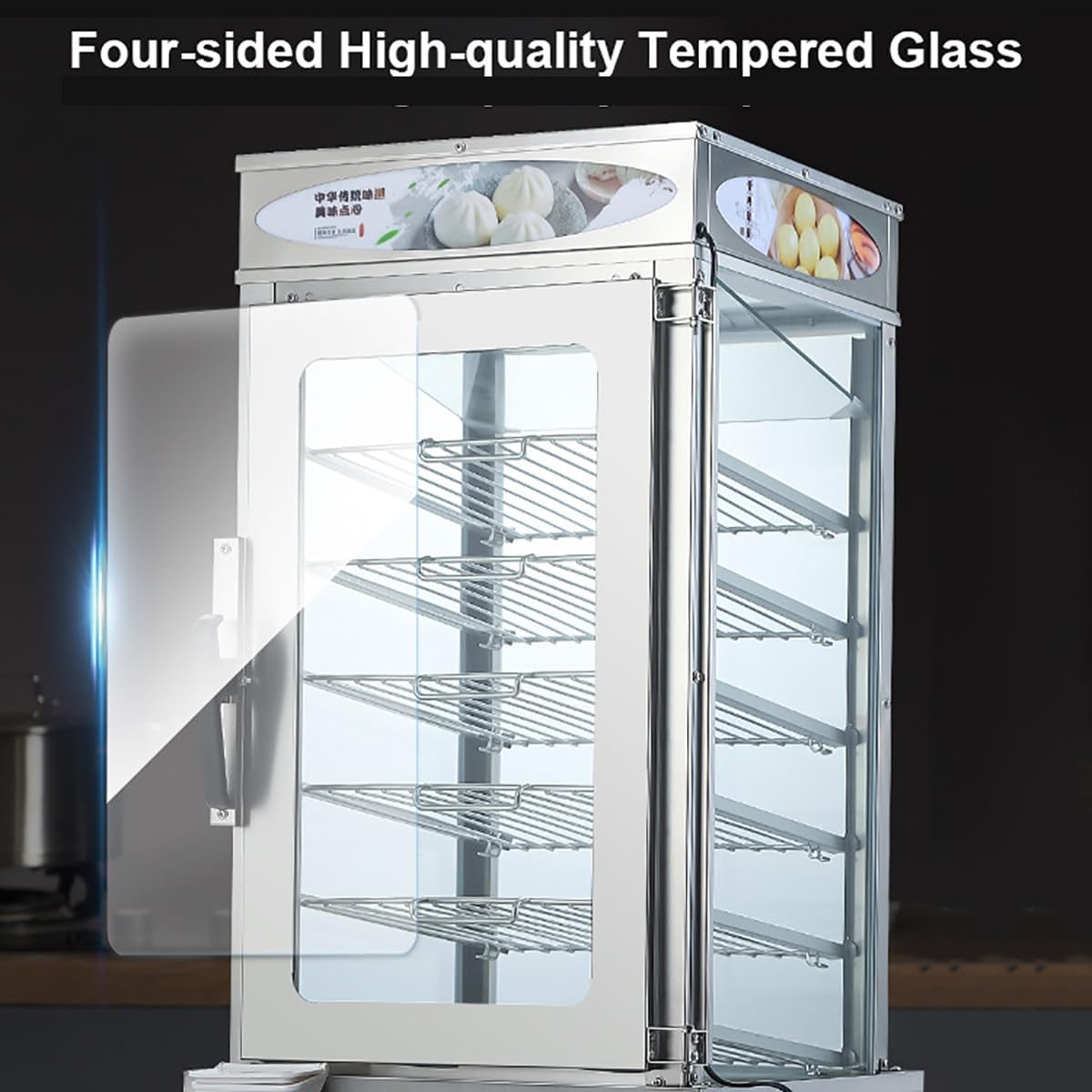 6-Layer Commercial Electric Steamer 2200W Electric Steamed Bun Machine 30-110℃ Temperature Range Anti-Dry Burning Food Steamer Warmer for Store Buffet
