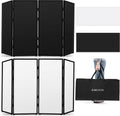 DJ Facade Booth, DJ Stand Portable Event Cover Screen with Foldable 4 Detachable Metal Frame Light Projector Display Scrim Panel Stand with Carry Bag for Party,Show,Gathering(White and Black)