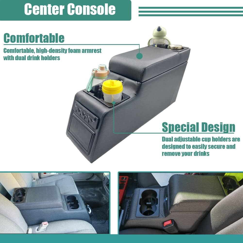 31515 Denim Black Deluxe Locking Center Console for Jeep CJ-5 1976-1983, CJ-7 1976-1986, Wrangler YJ 1987-1995
