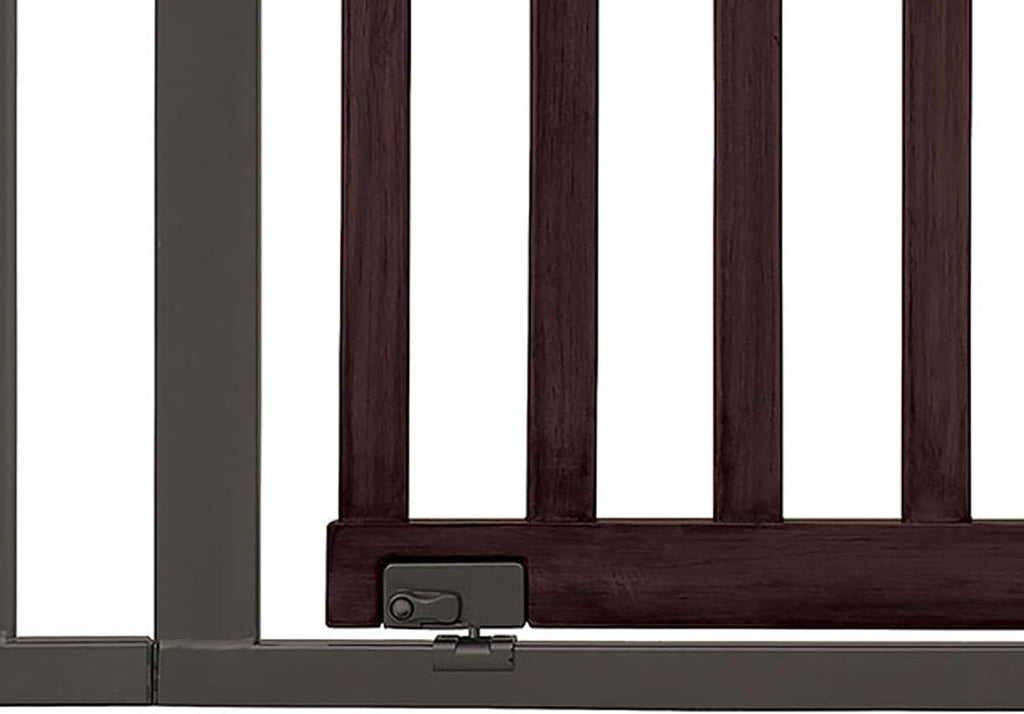Summer Infant West End Safety Baby Gate, Dark Walnut Stained Wood with Charcoal Metal Frame – 30' Tall, Fits Openings up to 36' to 60' Wide, Baby and Pet Gate for Wide Spaces and Open Floor Plans