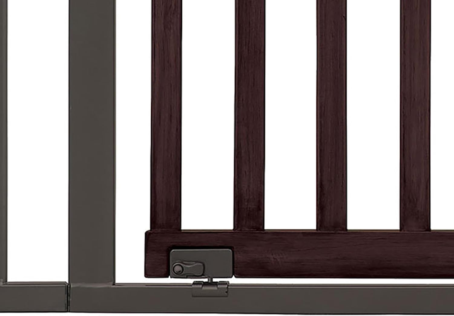 Summer Infant West End Safety Baby Gate, Dark Walnut Stained Wood with Charcoal Metal Frame – 30' Tall, Fits Openings up to 36' to 60' Wide, Baby and Pet Gate for Wide Spaces and Open Floor Plans