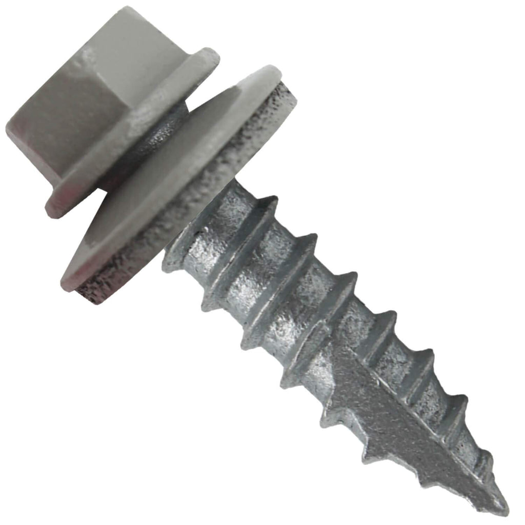 #14 Metal Roofing Screws (1000) Screws x 1' Pewter Gray/Slate Gray Hex Head Sheet Metal Roof Screw. Self Starting/Tapping Metal to Wood Sheet Metal Screws - EPDM Washer. for Corrugated Roofing