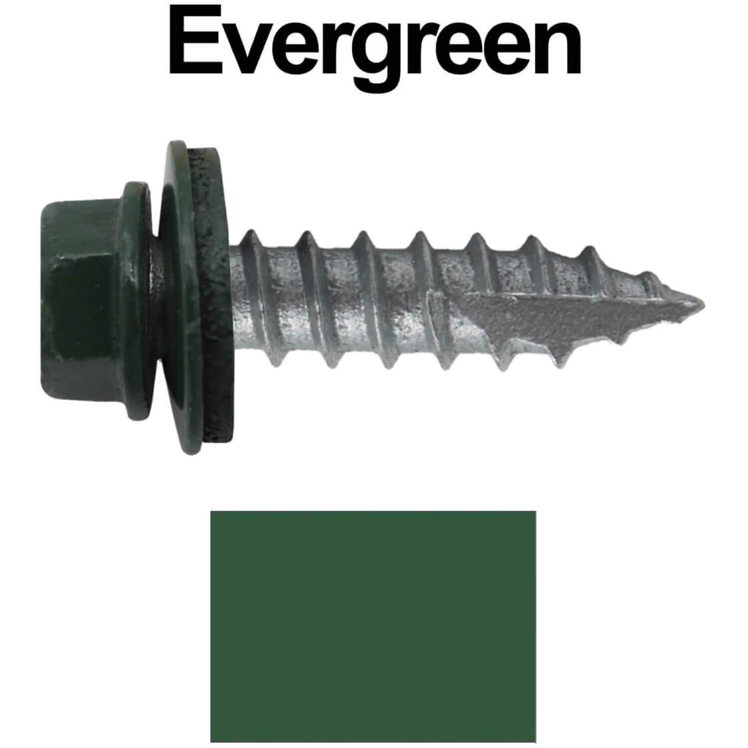 #14 Metal Roofing Screws: (1000) Screws x 1' Evergreen Hex Head Sheet Metal Roof Screw. Self Starting/Tapping Metal to woodsheet Metal Screws with EPDM Washer. for Corrugated Roofing
