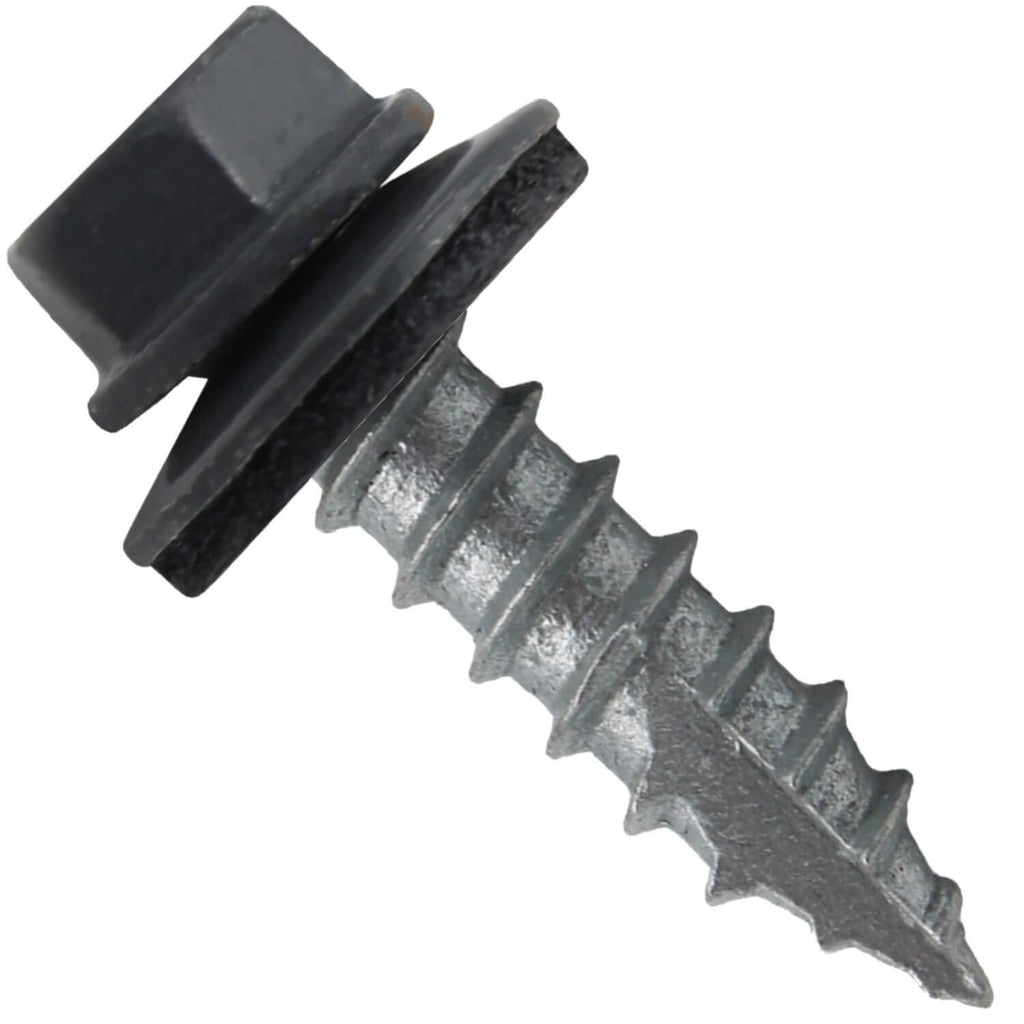 #14 Metal Roofing Screws: (1000) Screws x 1' FAB. Charcoal Hex Head Sheet Metal Roof Screw. Self Starting/Tapping Metal to woodsheet Metal Screws with EPDM Washer. for Corrugated Roofing